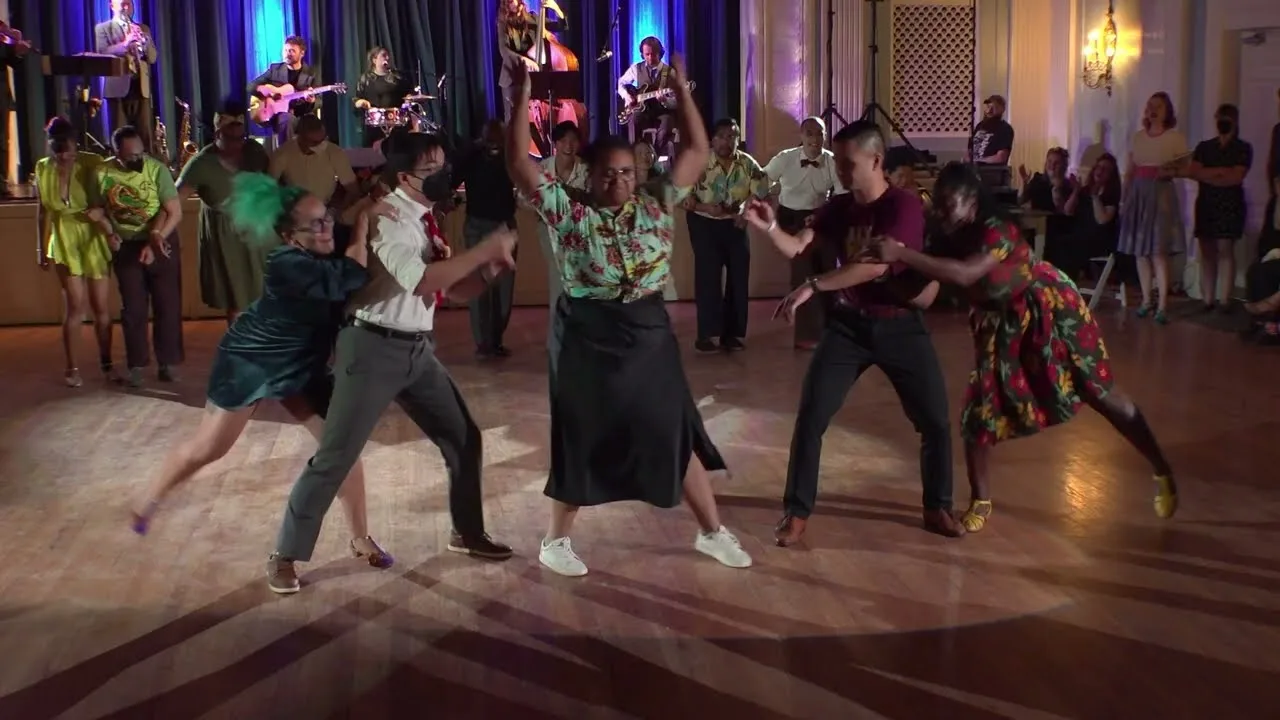 Video still from the Fast XVI performance at Hot Rhythm Holiday, 2023